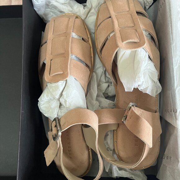 Freda Salvador Sera Fisherman Sandal in Blush Suede - Picture 2 of 7